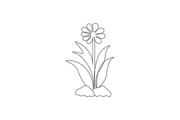 Simple grass and flowers one line art minimal outline vector design
