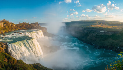 Fototapeta premium Breathtaking View of Majestic Waterfalls at Dusk