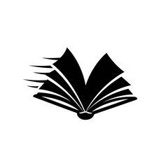 Open book with pages fanning out in a dynamic motion symbolizing knowledge learning and the spread of information