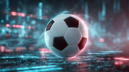 Fototapeta premium 3D render of a soccer ball in the center with a golf ball