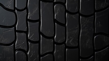 A dark, textural background resembling cracked or sculpted stone slabs.
