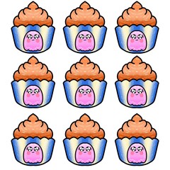 Cute kawaii Halloween spooky dessert cupcakes illustration vector 