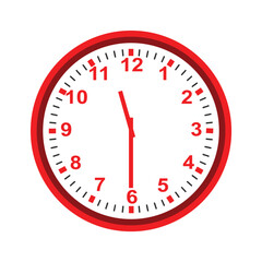 Red clock on white background illustration
