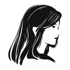 Girl with long hair vector illustration of a beautiful woman silhouette sketch design