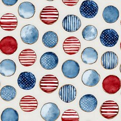 Fototapeta premium Red White and Blue Polka Dot Seamless Tile Pattern