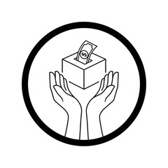 Obraz premium Hands holding donation box with money isolated on transparent background