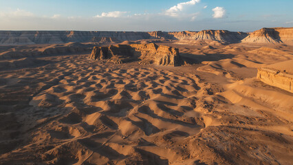 Stunning Desert Landscape Featuring Unique Dunes and Hills
