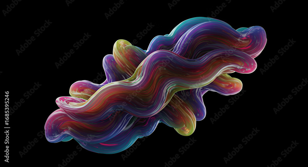 Fototapete fluid colorful abstract with dynamic shape and smooth lines in 3d rendering