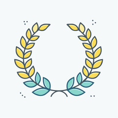 Simple Yellow And Teal Wreath Design