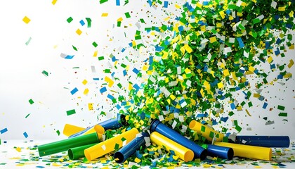 Vibrant Confetti Explosion with Colorful Party Poppers