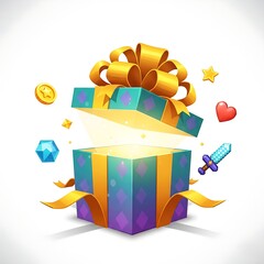 Gift Box for Rewards or Gacha in Games and Online Applications, Vector Illustration
