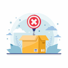 Rejected Package Illustration With Red Cross