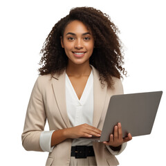 A professional studio photograph of two young students standing back-to-back against on a transparent  background.   