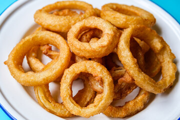 Group Of Deep Fried Crispy Onion Rings