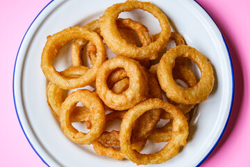 Group Of Deep Fried Crispy Onion Rings