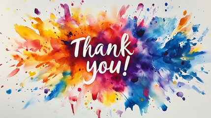 Obraz premium Thank you card with colorful splash watercolor background art
