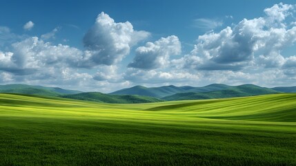 Obraz premium Green field landscape with copy space for awareness campaign