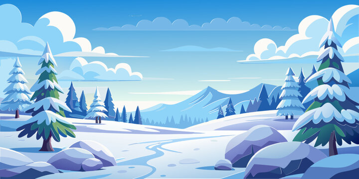 winter landscape with snow mountain