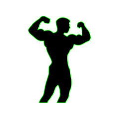 Silhouette of a man in a gym pose or dancing with athletic energy, capturing movement and sport