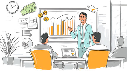 An animated presentation showing iteration of business strategies for profitability (1)