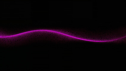 Sleek Neon Waves with Luminous Dots on Dark Background