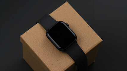 Minimalistic Black Smartwatch on a Dark Background