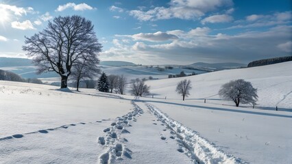 Obraz premium snow covered road in winter
