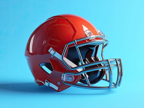 A captivating 3D rendering of a football helmet with sleek minimalist design