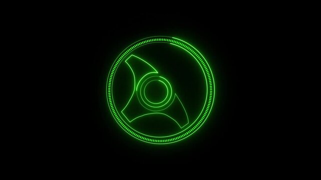Glowing neon line Steering wheel icon isolated on a black background. HD Video motion graphic small and big opacity rotating neon animation
