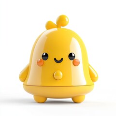 Adorable yellow notification bell icon, cute 3D character design
