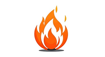 Stylized orange flame icon on white background