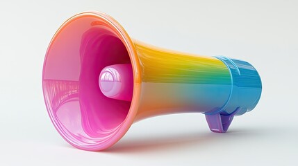 Vibrant 3D Megaphone Icon Front View Isolated on White Background