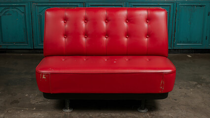 Stylish Retro Red Booth Couch in Charming Diner Setup