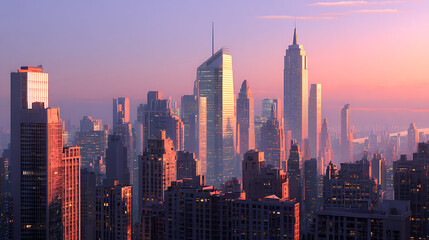 Fototapeta premium A morning view of a city with a voiceover about the profitability of its businesses (2)