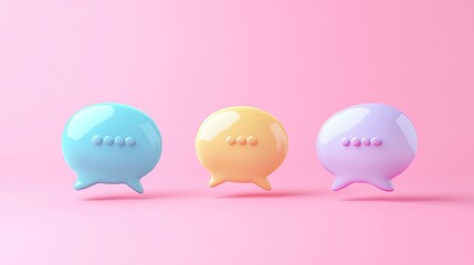 Pastel Communication, Minimalist 3D Speech Bubbles for Modern Dialogue