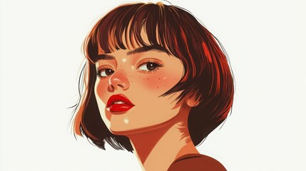 A cartoon illustration of a young girl 