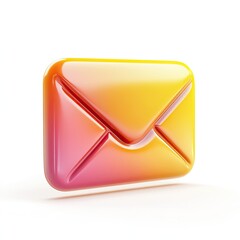 A Vibrant 3D Email Icon with a Glossy Finish and Cartoonish Design Style