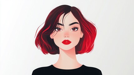 A cute cartoon girl with short, two-layered hair 
