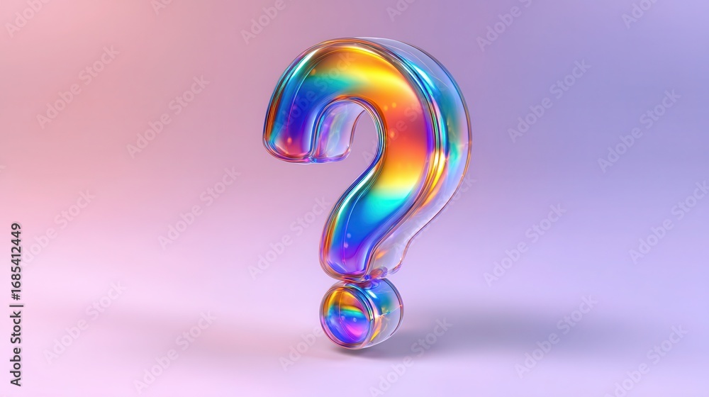 Aufkleber 3d bubble question mark concept. colorful question mark symbol on a gradient background.