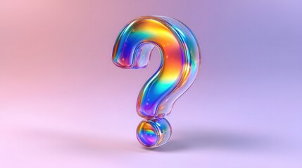 3D Bubble Question Mark concept. Colorful question mark symbol on a gradient background.