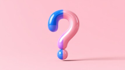3D Bubble Question Mark concept. Colorful question mark on a pink background conveying curiosity.