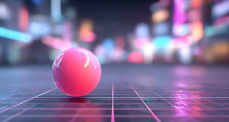 3d render of a pink sphere on a grid with a background