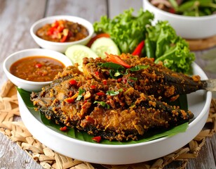 Crispy fish dish with spicy sauce
