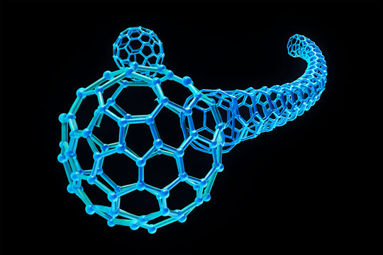 Blue molecular structure with hexagonal patterns nanotechnology carbon