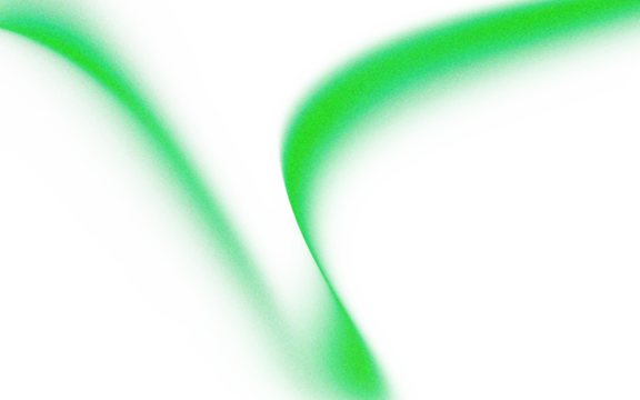Abstract graphic design of flowing, luminous, lime-green ribbons or tendrils, merging and diverging, with overlaid white streaks, against a black background