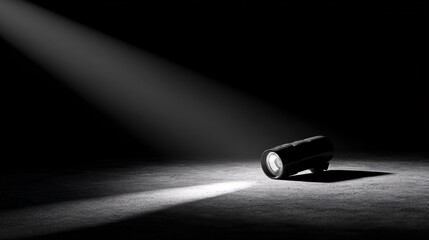 Black and White Spotlight with Flashlight on Dark Background