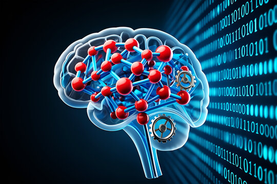 Futuristic Brain Network With Binary Code artificial intelligence - Powered by Adobe