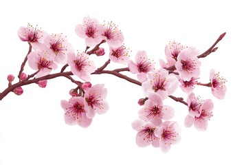 Delicate pink blossoms on a branch against white (4)