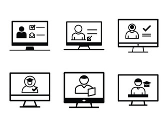 Online learning and education concepts presented on monitors and computer screens