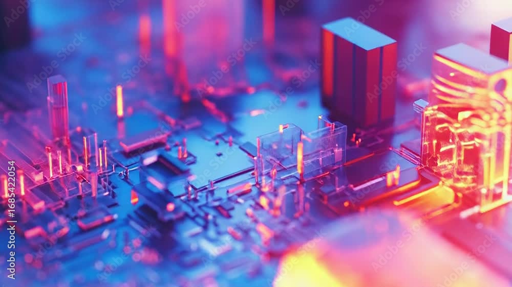 Poster quantum computing cpu processing data on futuristic circuit board